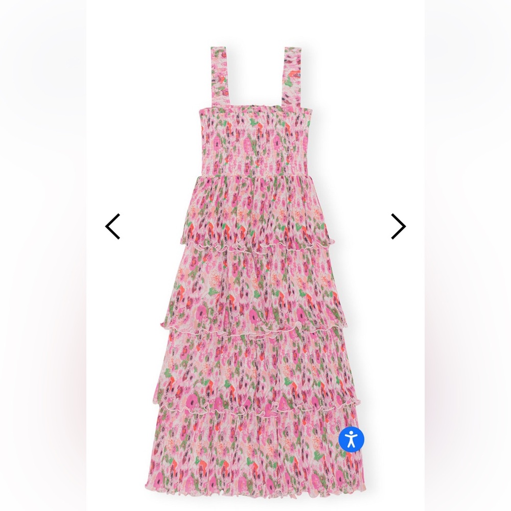 Ganni PLEATED GEORGETTE SMOCK MIDI DRESS - sugar plum - Picture 5 of 16